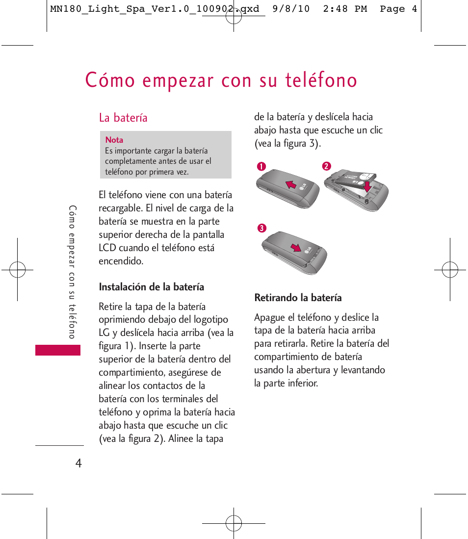 Cómo empezar con su teléfono | LG LGMN180 User Manual | Page 31 / 55