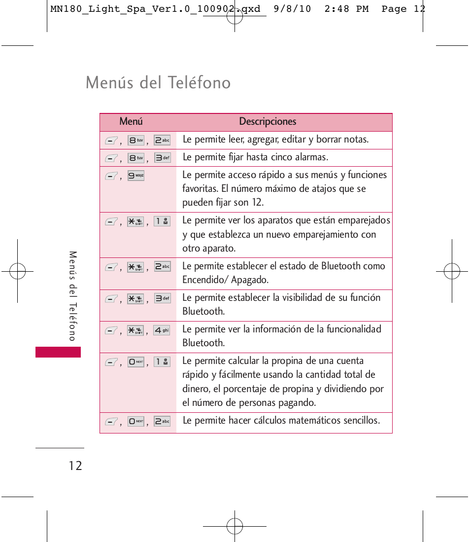 Menús del teléfono | LG LGMN180 User Manual | Page 39 / 55