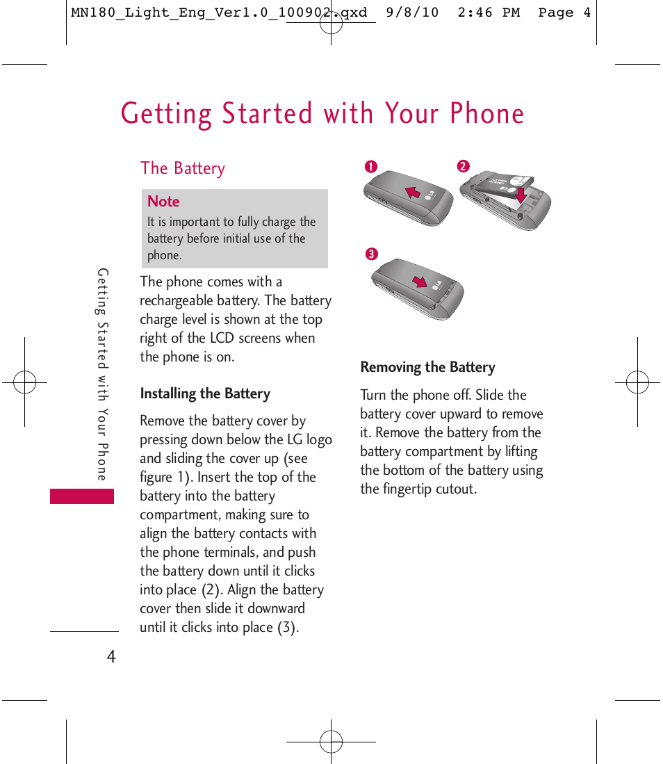 Getting started with your phone | LG LGMN180 User Manual | Page 6 / 55