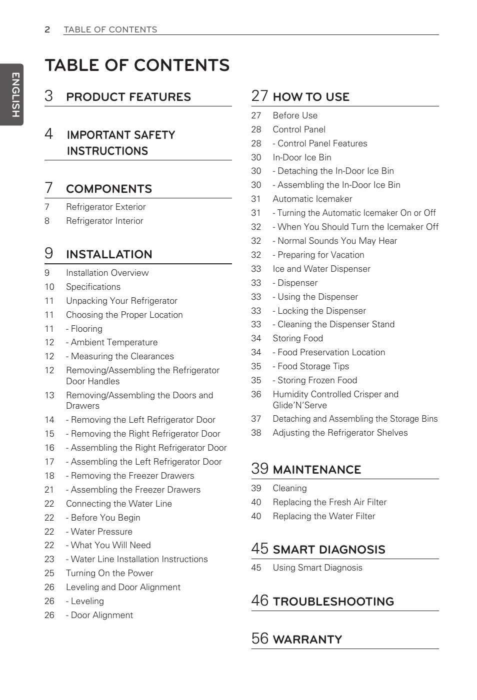 LG LMX31985ST User Manual | Page 2 / 62