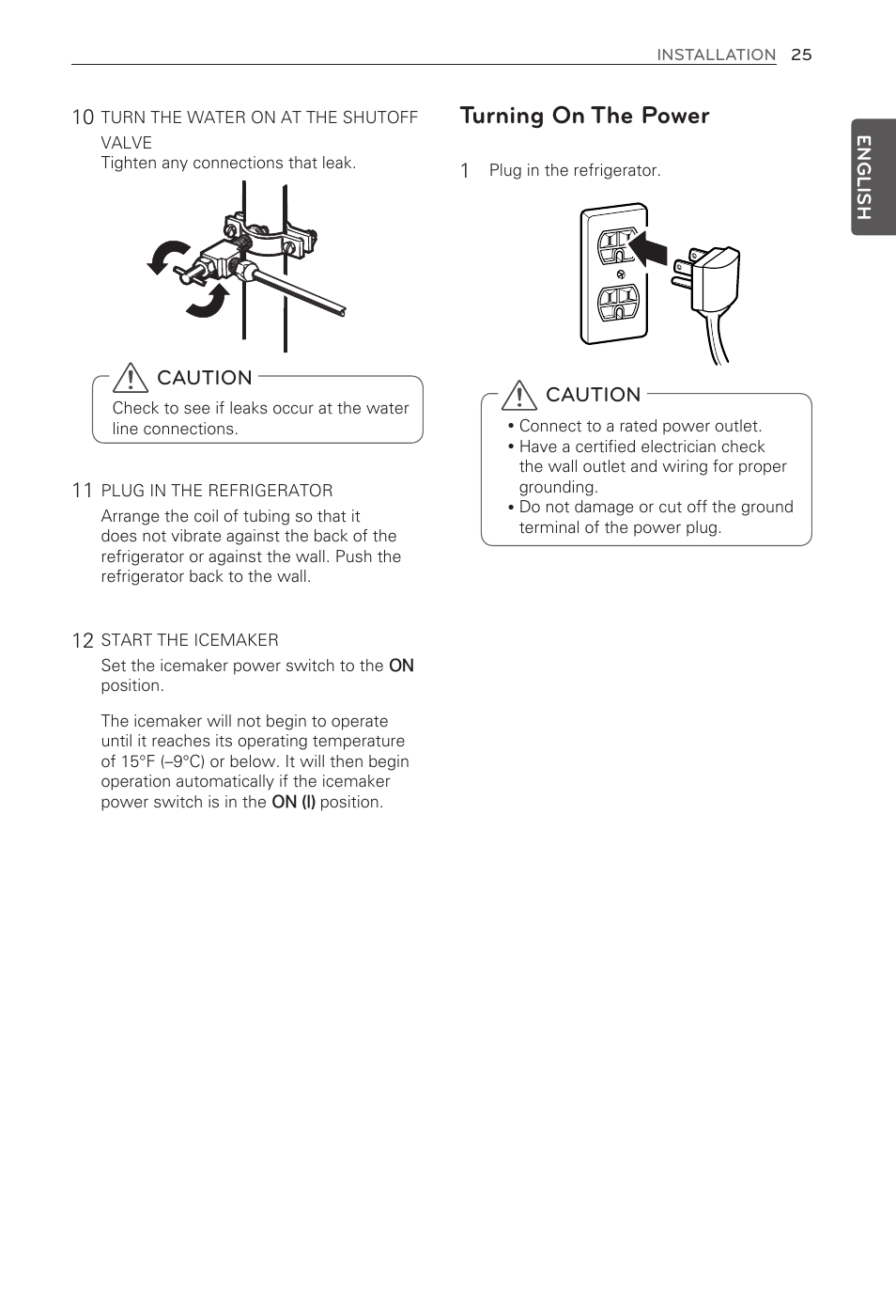 Turning on the power | LG LMX31985ST User Manual | Page 25 / 62