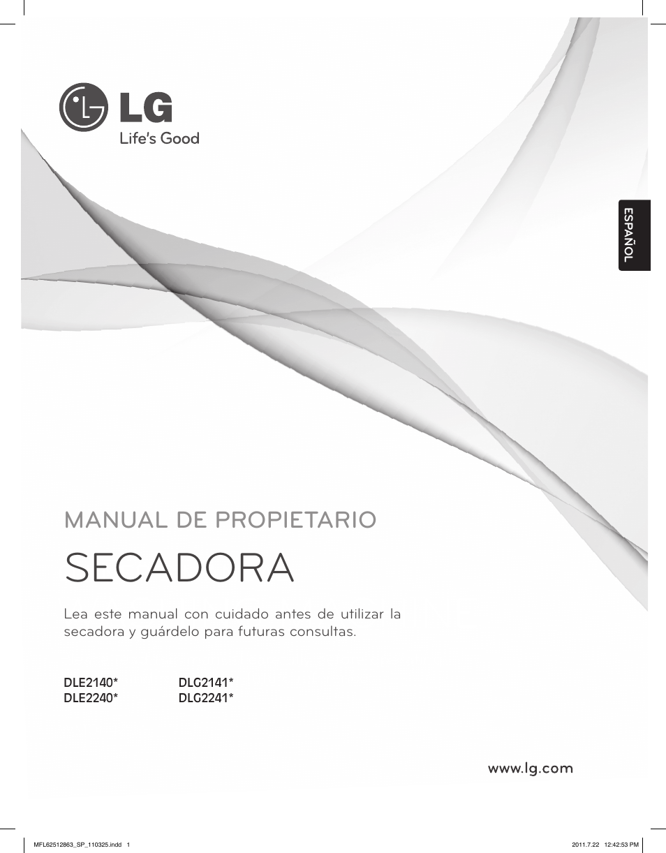 Secadora, Manual de propietario | LG DLE2240W User Manual | Page 43 / 84