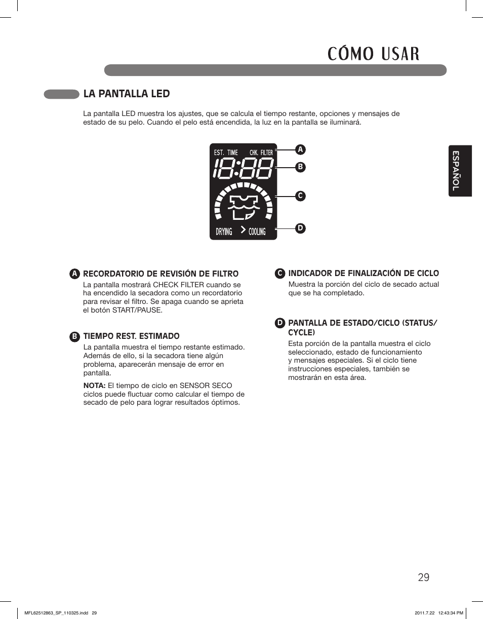 La pantalla led | LG DLE2240W User Manual | Page 71 / 84