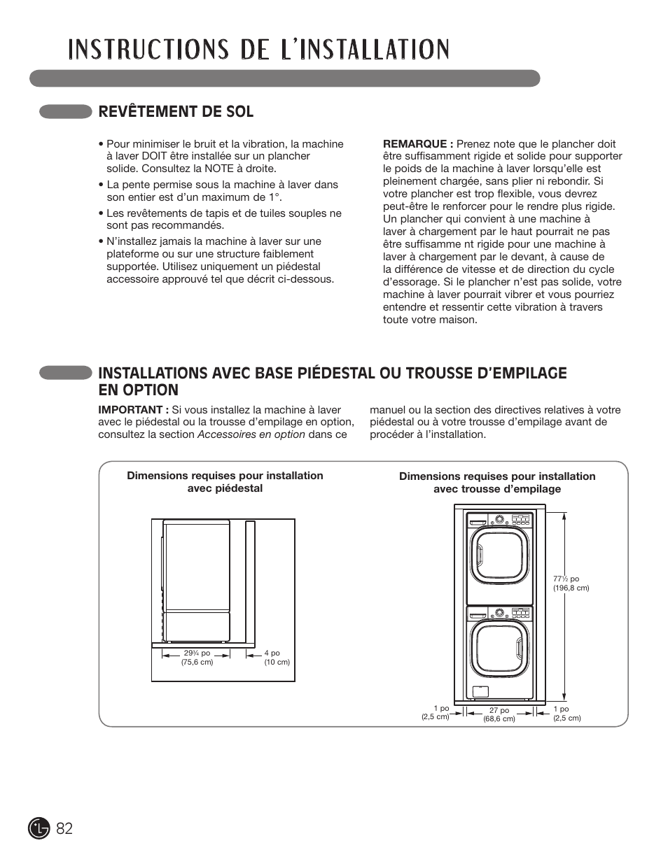 Revêtement de sol | LG WM2801HWA User Manual | Page 82 / 116