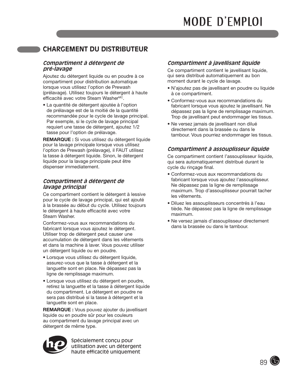 Chargement du distributeur | LG WM2801HWA User Manual | Page 89 / 116