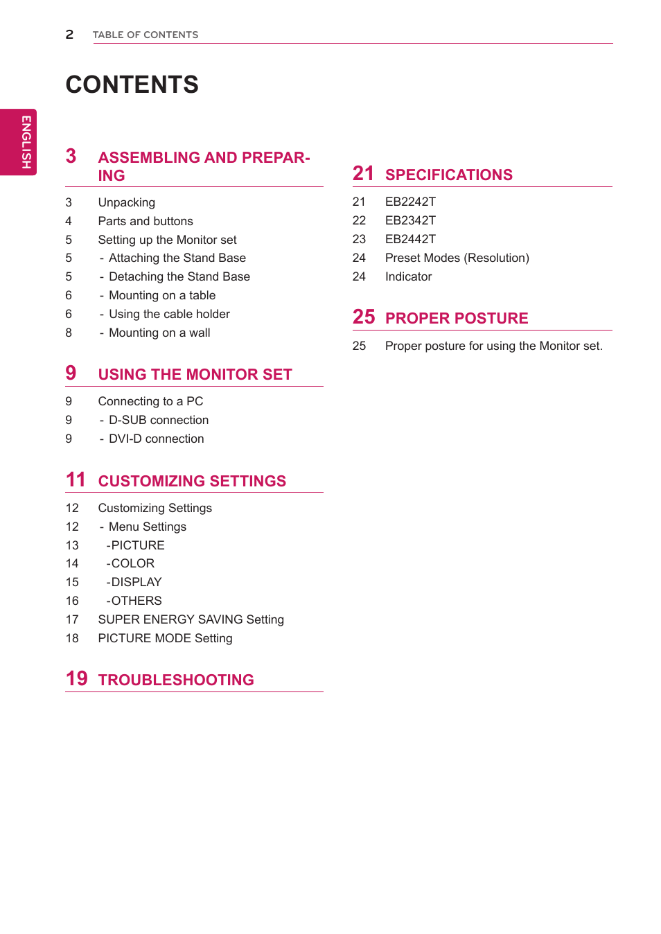 LG EB2242T-BN User Manual | Page 2 / 26