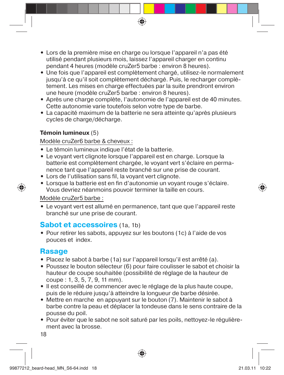 Sabot et accessoires, Rasage | Braun cruZer6 beard&head  EU User Manual | Page 17 / 64