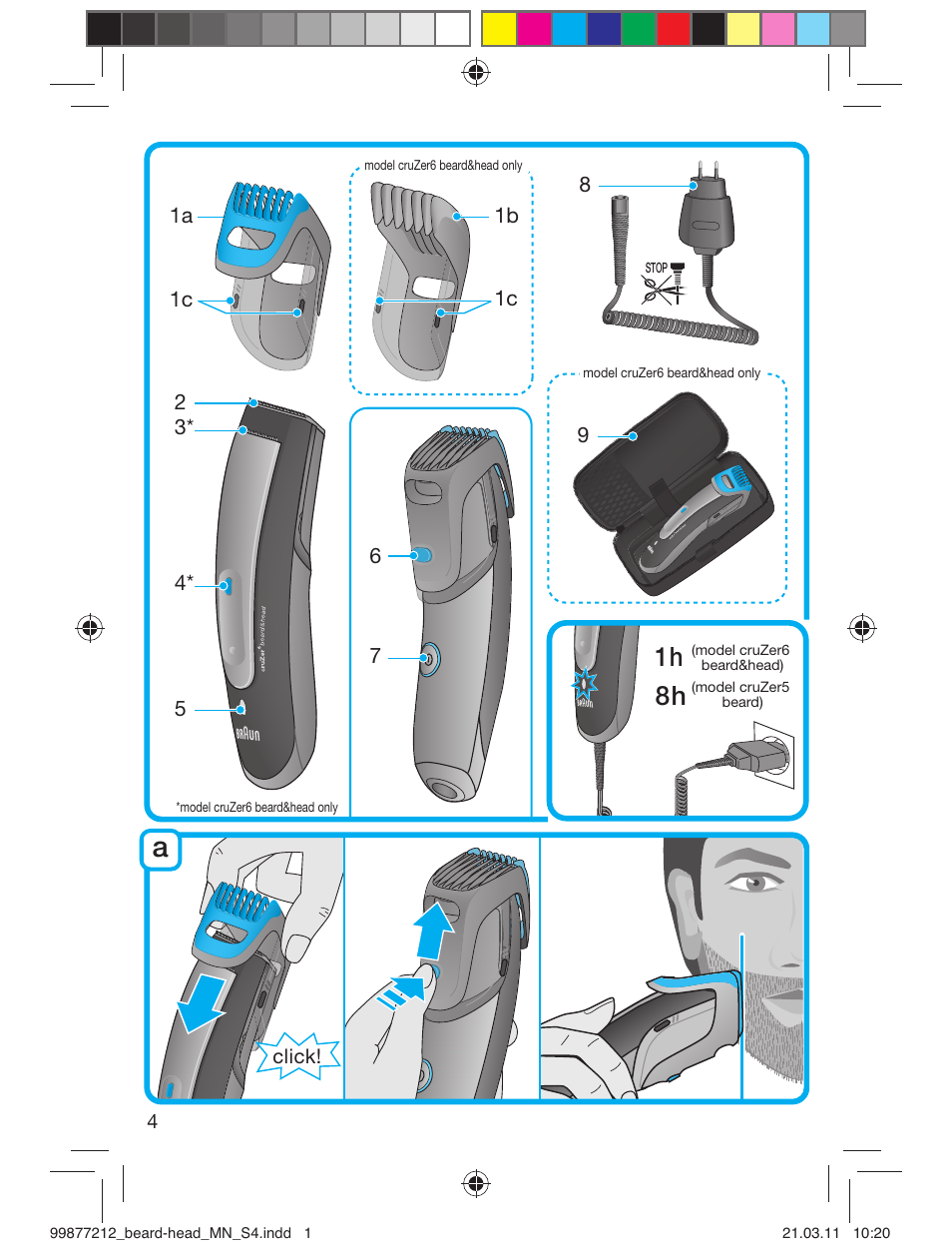 99877212_beard-head_mn_s4, 1h 8h | Braun cruZer6 beard&head  EU User Manual | Page 3 / 64