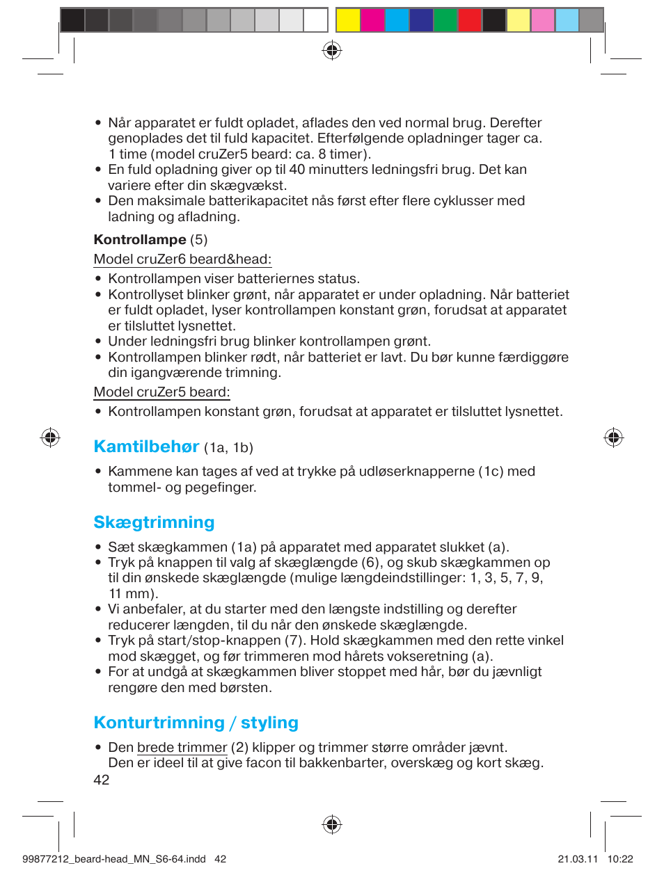 Kamtilbehør, Skægtrimning, Konturtrimning / styling | Braun cruZer6 beard&head  EU User Manual | Page 41 / 64