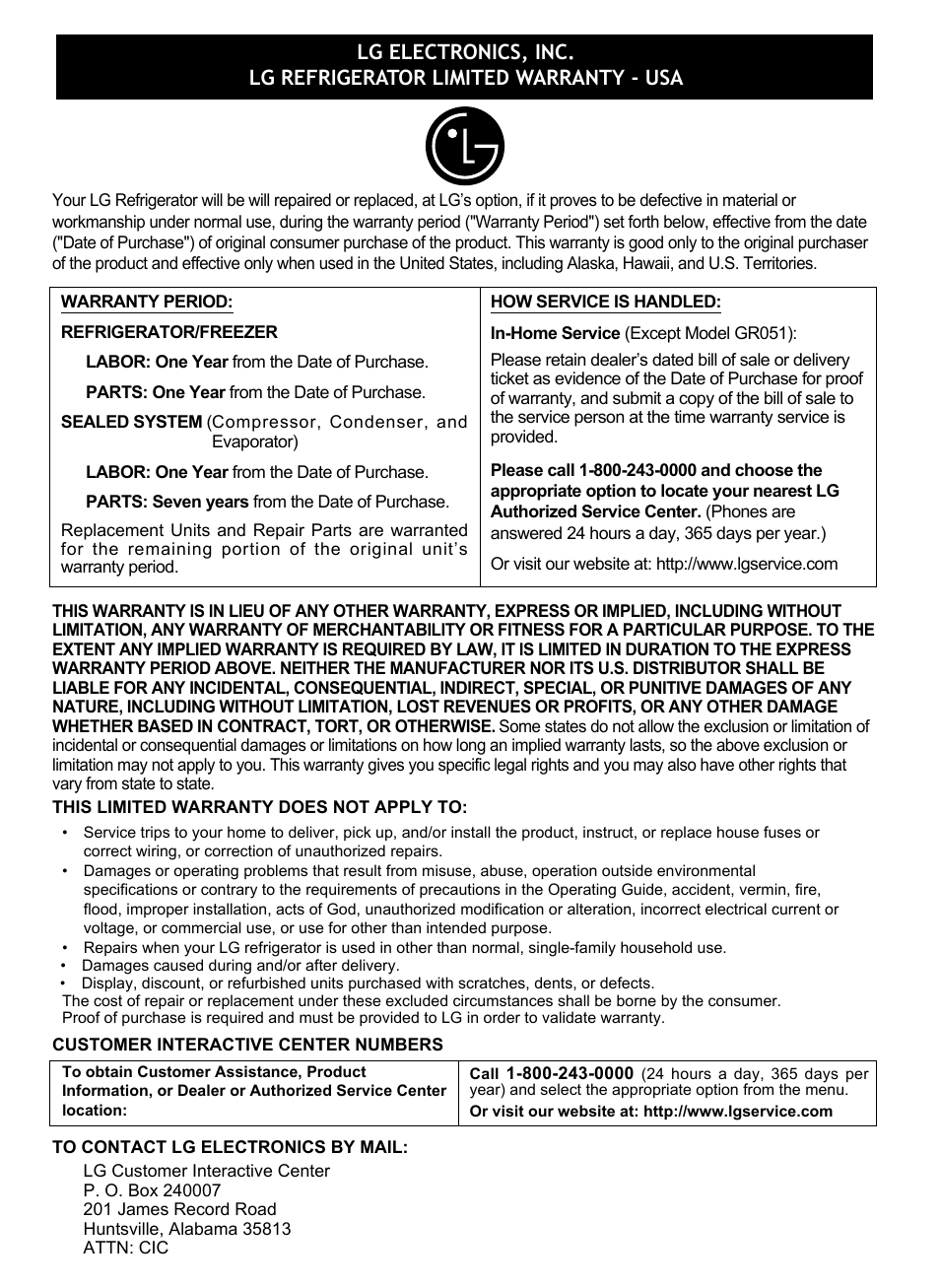 LG LRSC26925TT User Manual | Page 29 / 30