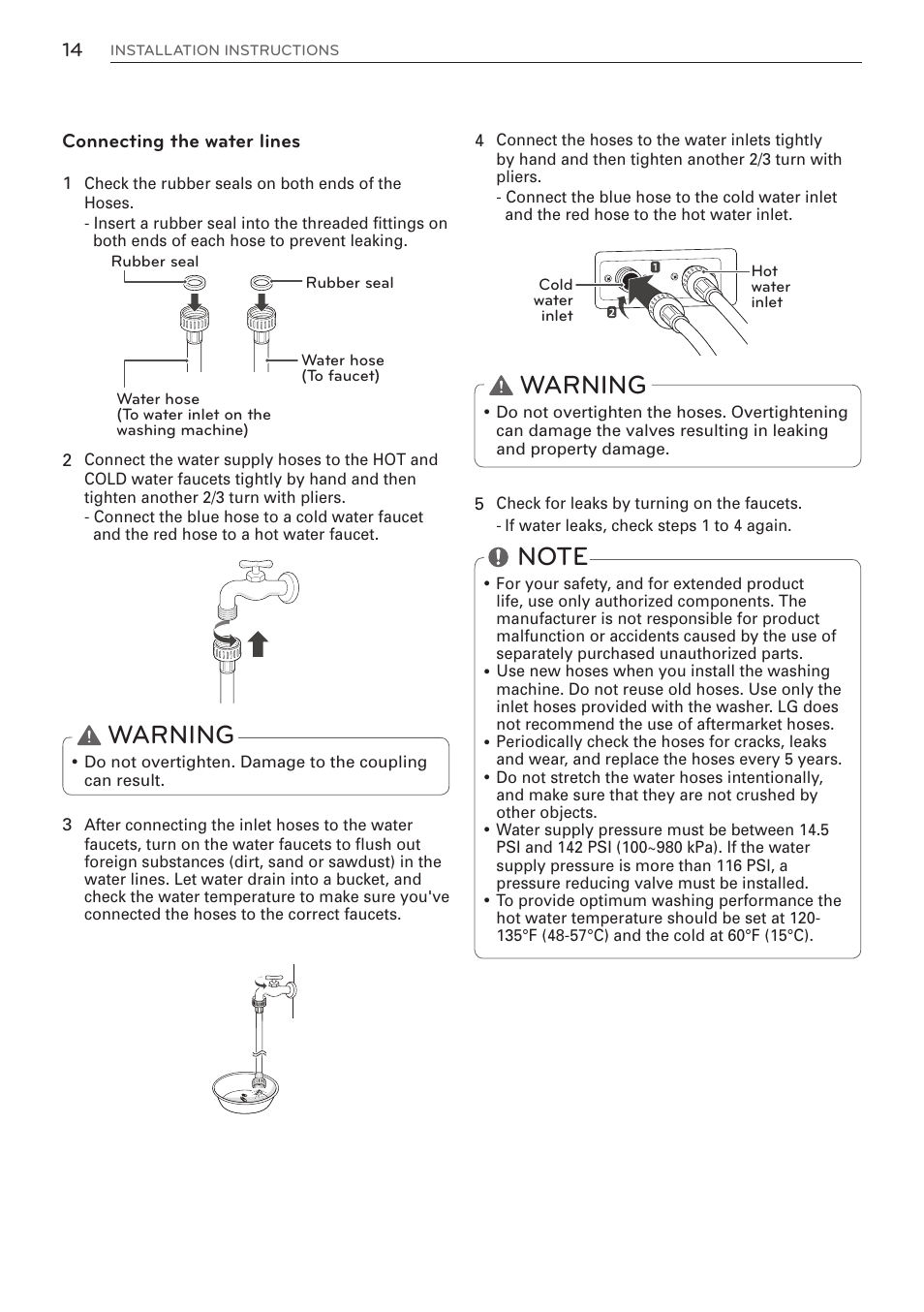 Warning | LG WM3570HWA User Manual | Page 14 / 96