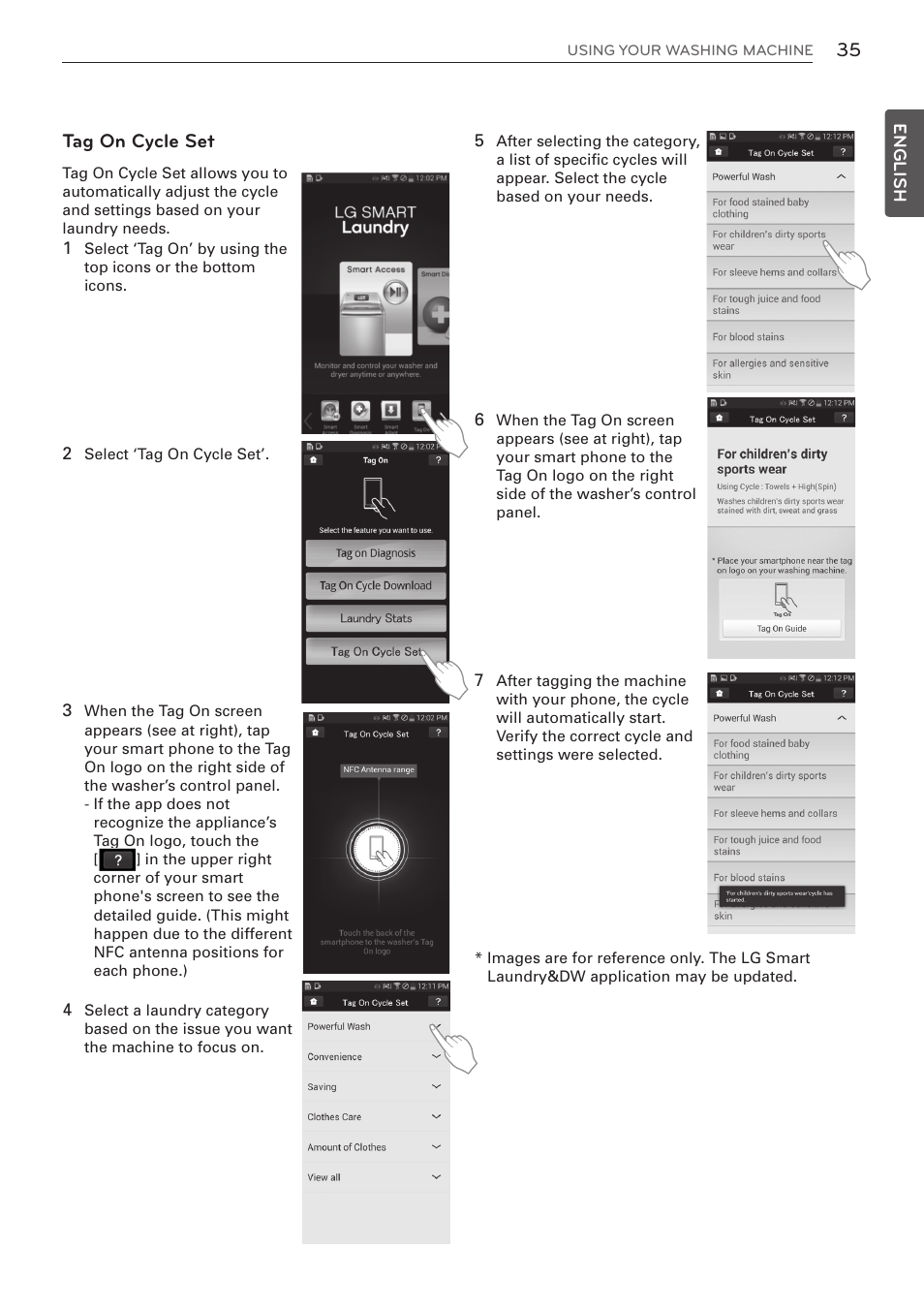 Tag on cycle set | LG WM3570HWA User Manual | Page 35 / 96