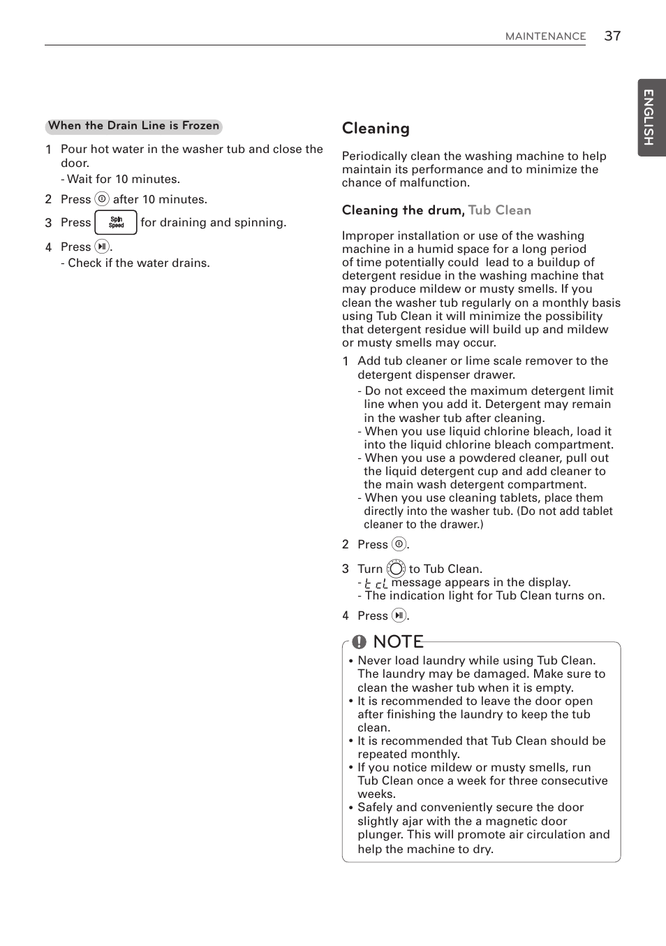 Cleaning | LG WM3570HWA User Manual | Page 37 / 96