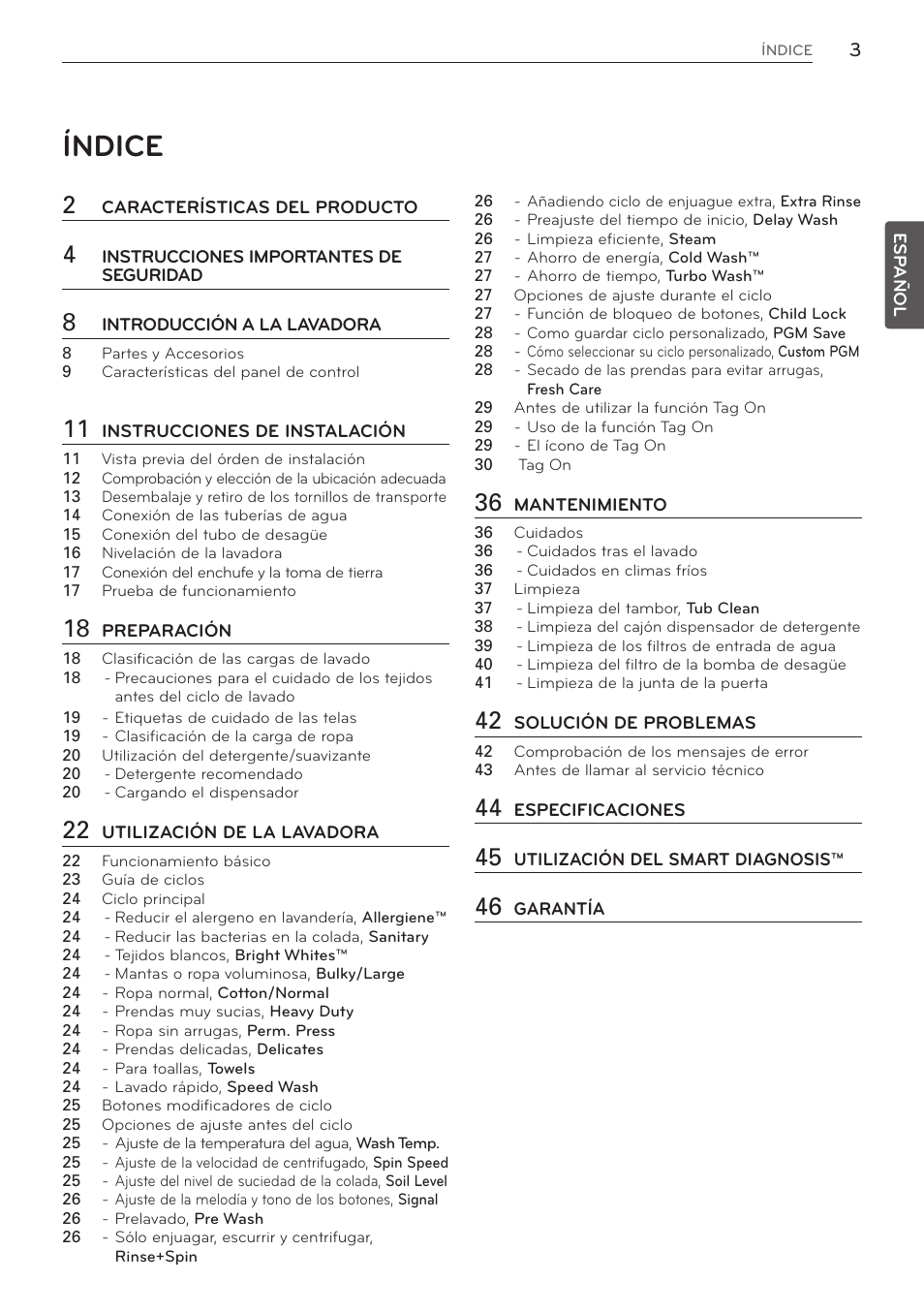 Índice | LG WM3570HWA User Manual | Page 51 / 96
