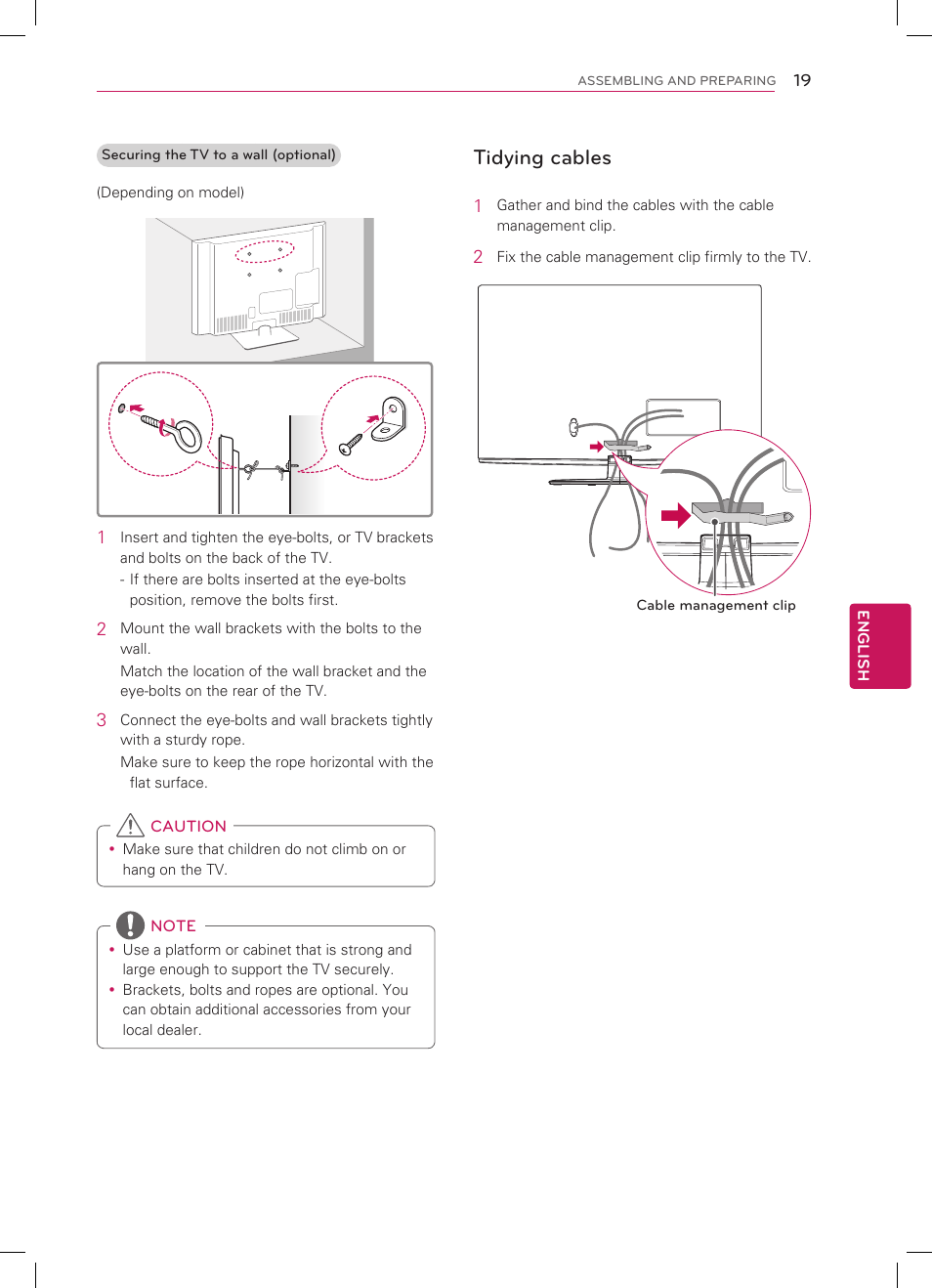 Tidying cables | LG 42LM3700 User Manual | Page 19 / 40