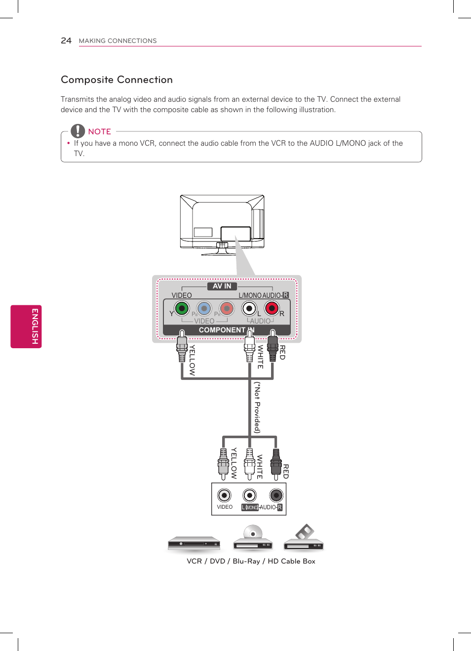 Composite connection | LG 42LM3700 User Manual | Page 24 / 40