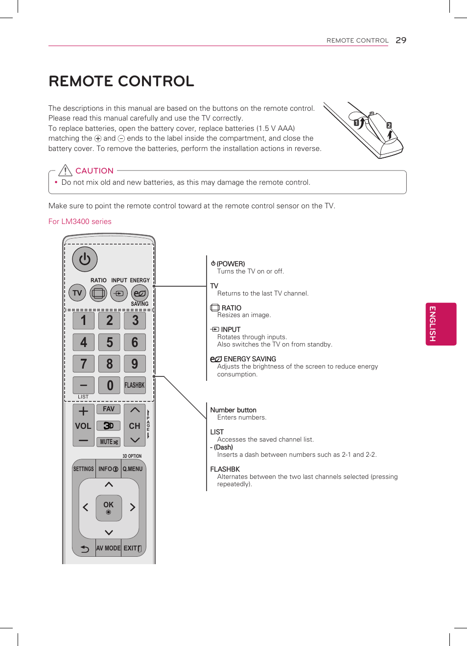 Remote control | LG 42LM3700 User Manual | Page 29 / 40