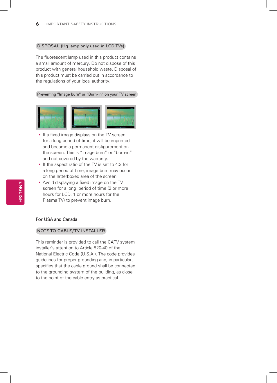 LG 42LM3700 User Manual | Page 6 / 40