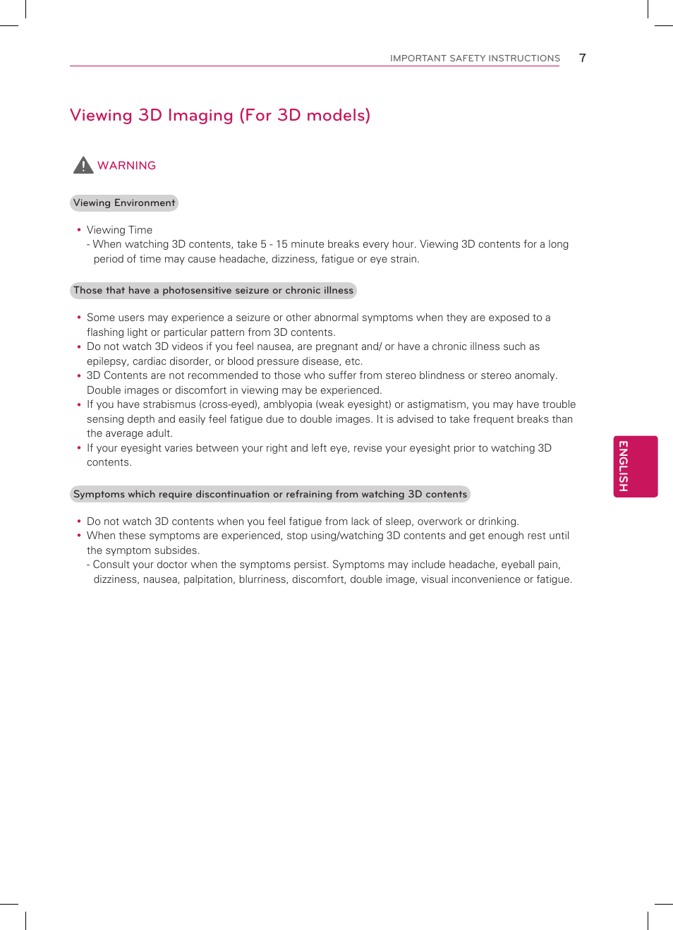 Viewing 3d imaging (for 3d models) | LG 42LM3700 User Manual | Page 7 / 40