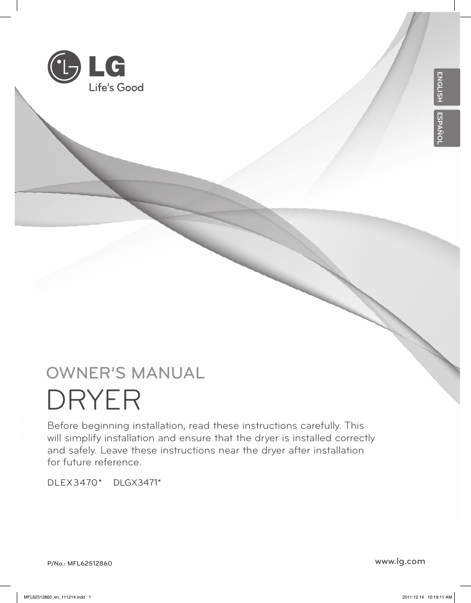 LG DLEX3470W User Manual | 96 pages