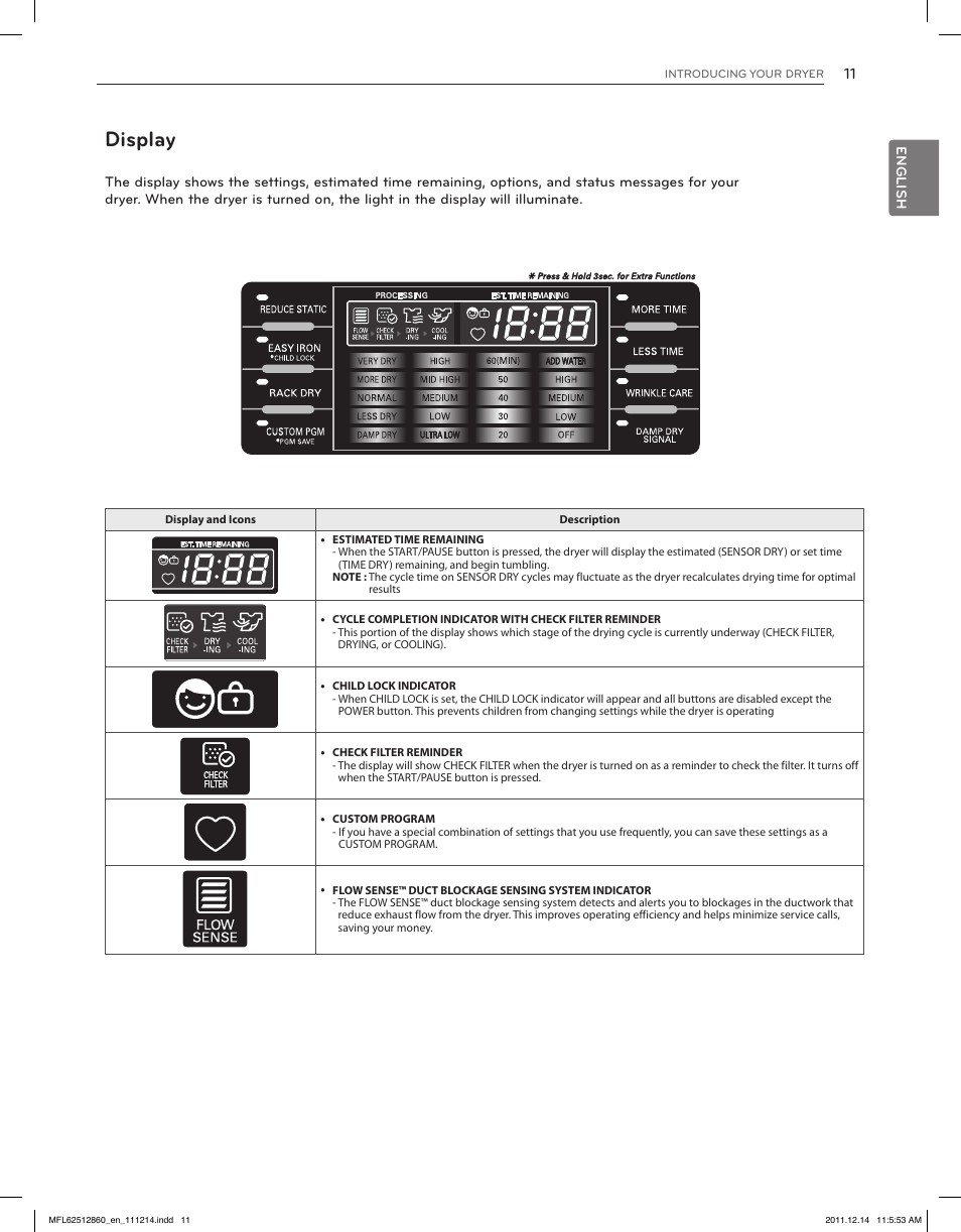 Display | LG DLEX3470W User Manual | Page 11 / 96