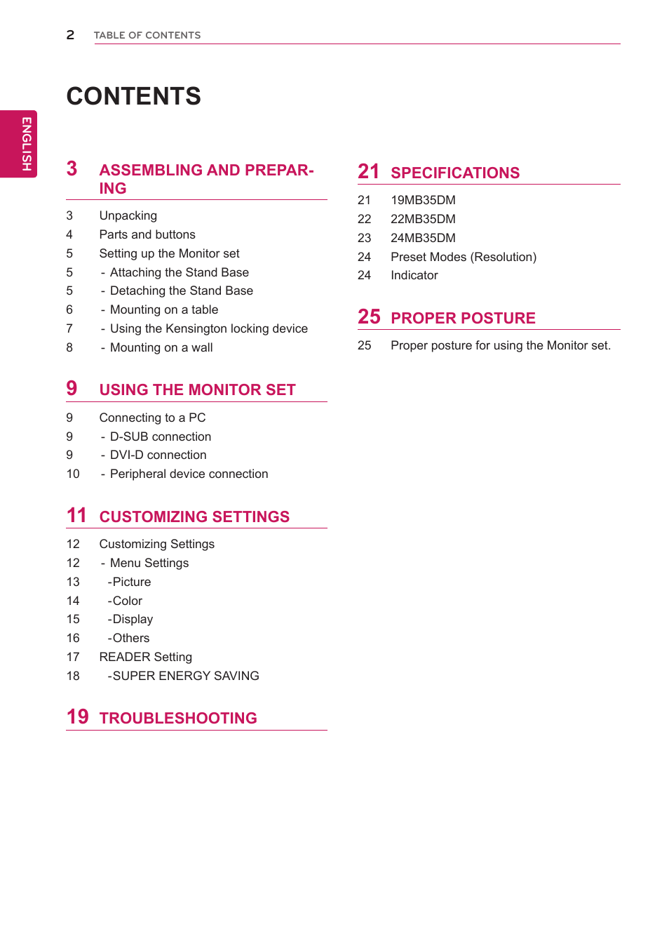 LG 24MB35DM-B User Manual | Page 3 / 27