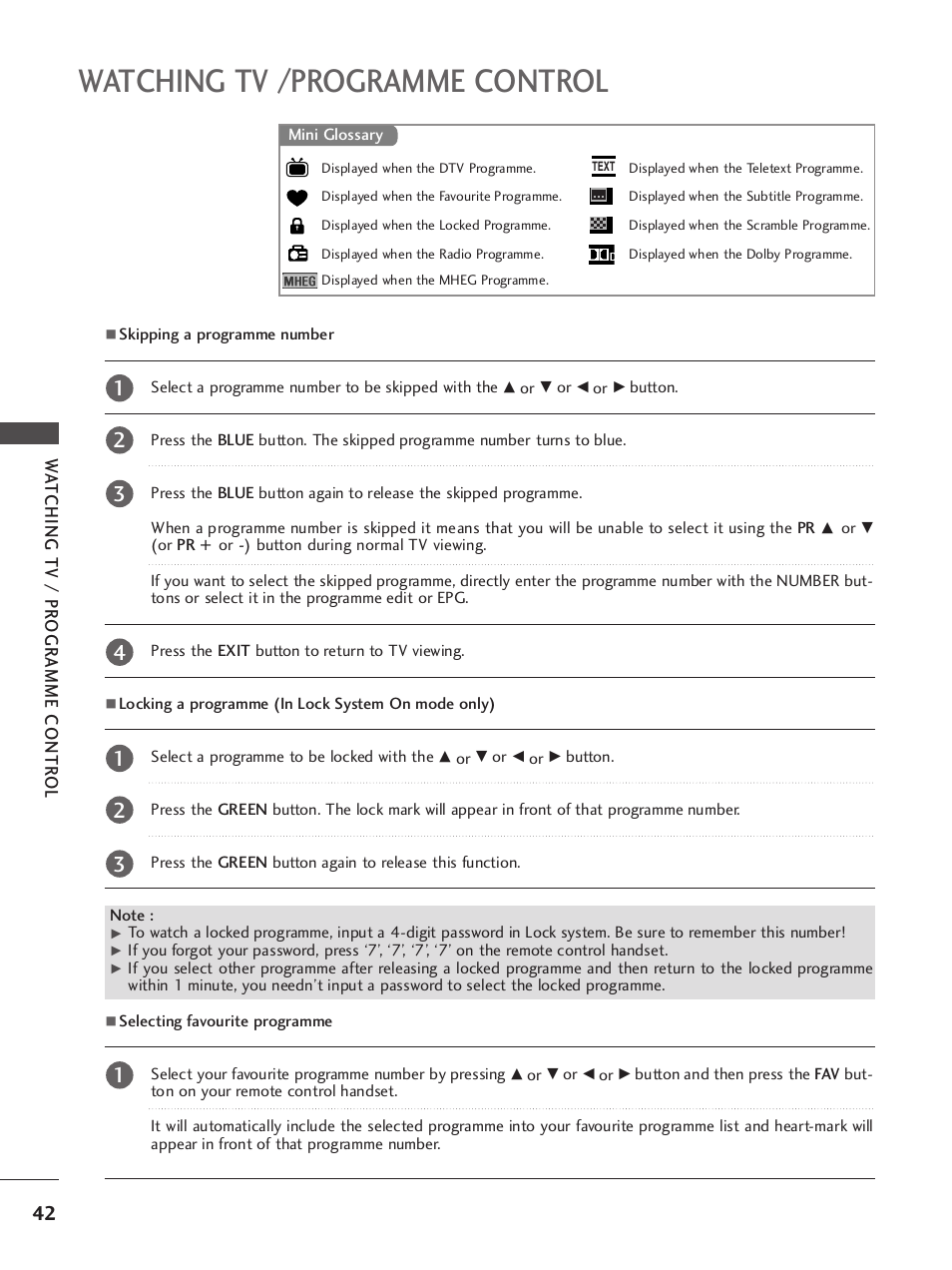 Watching tv /programme control | LG 37LY95 User Manual | Page 44 / 112