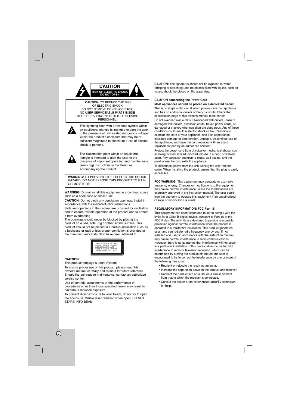 Caution | LG HT762PZ User Manual | Page 2 / 28