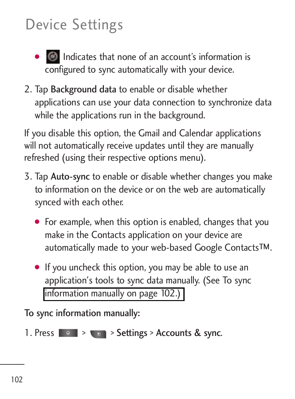 Device settings | LG LGL45C User Manual | Page 104 / 546