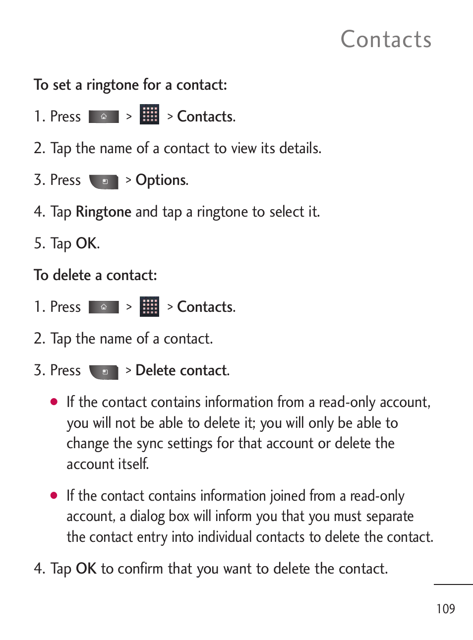 Contacts | LG LGL45C User Manual | Page 111 / 546