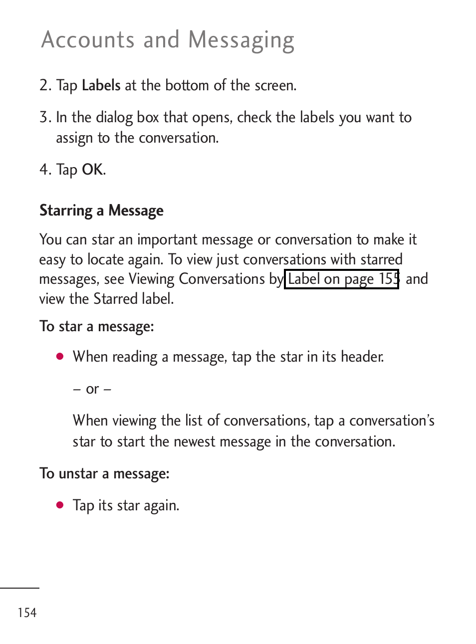 Accounts and messaging | LG LGL45C User Manual | Page 156 / 546