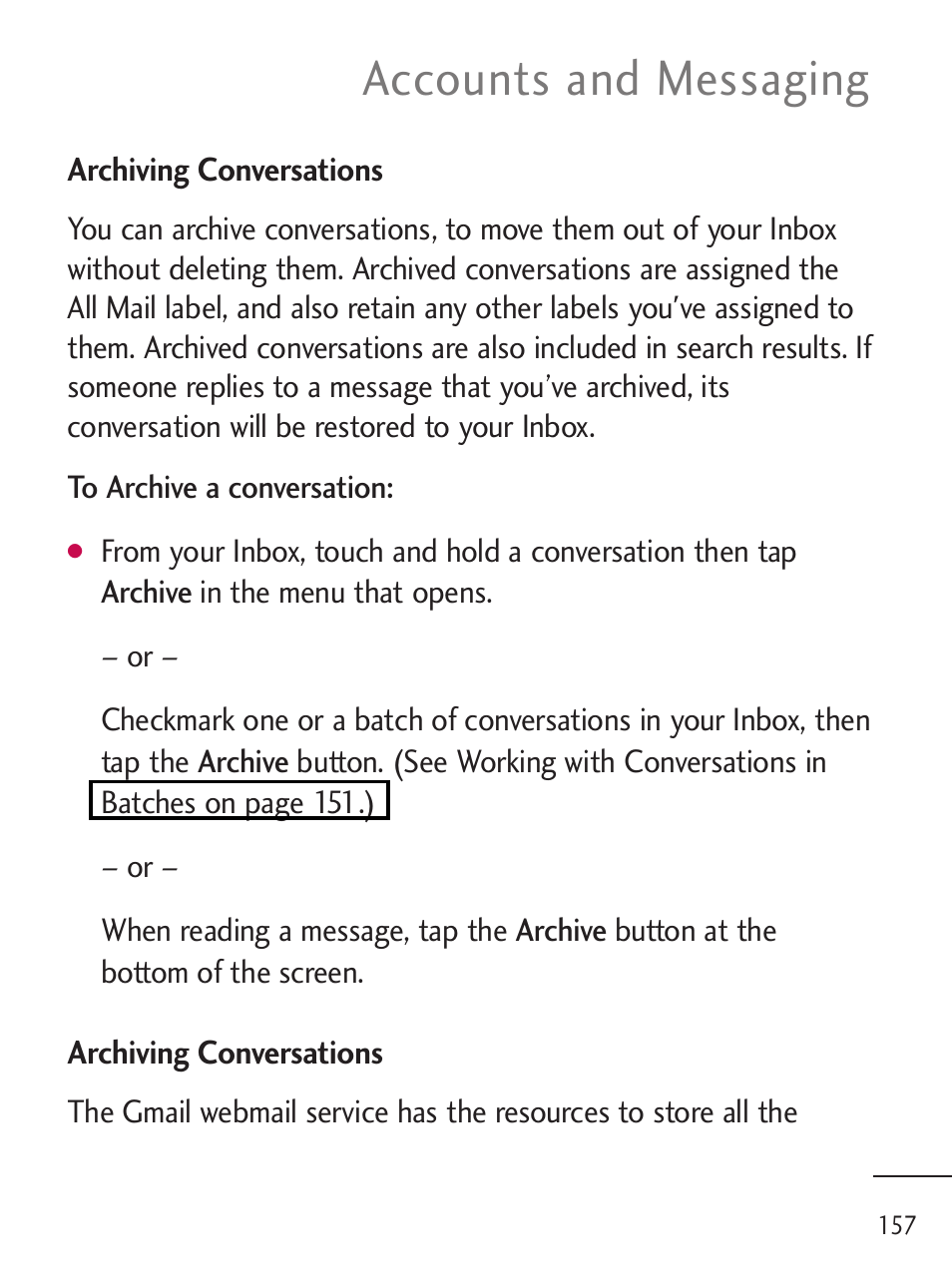 Accounts and messaging | LG LGL45C User Manual | Page 159 / 546