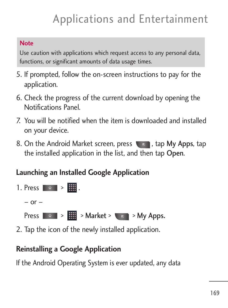 Applications and entertainment | LG LGL45C User Manual | Page 171 / 546