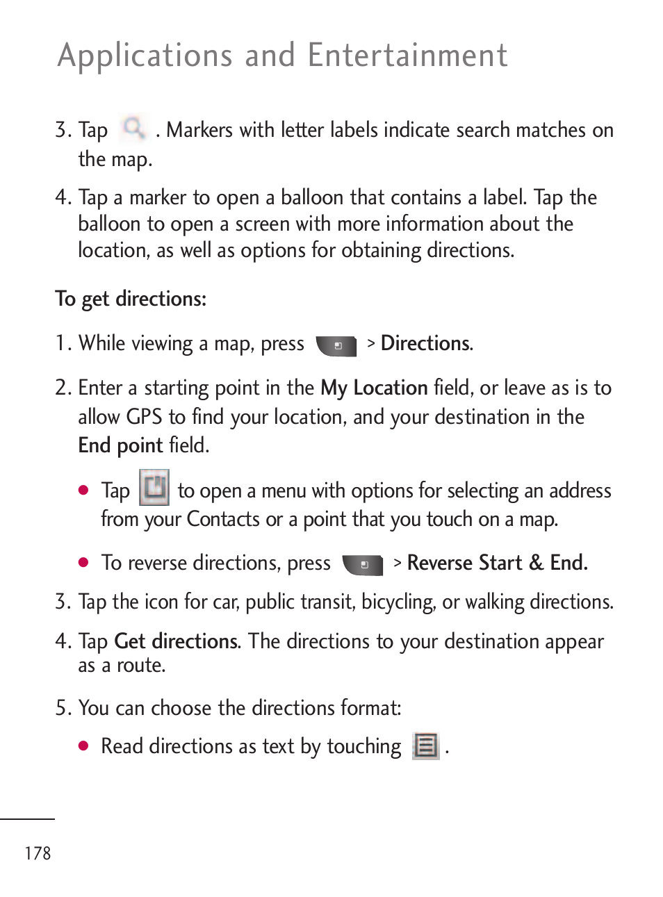 Applications and entertainment | LG LGL45C User Manual | Page 180 / 546