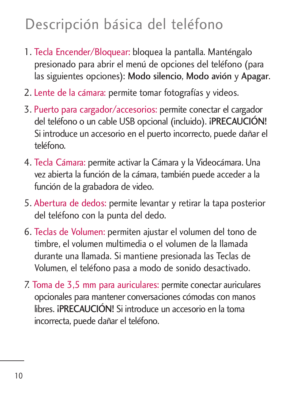 Descripción básica del teléfono | LG LGL45C User Manual | Page 268 / 546