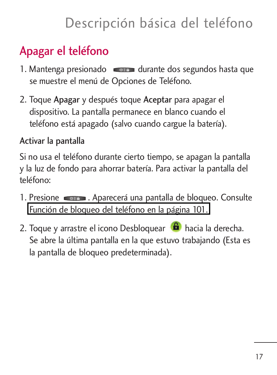 Descripción básica del teléfono, Apagar el teléfono | LG LGL45C User Manual | Page 275 / 546