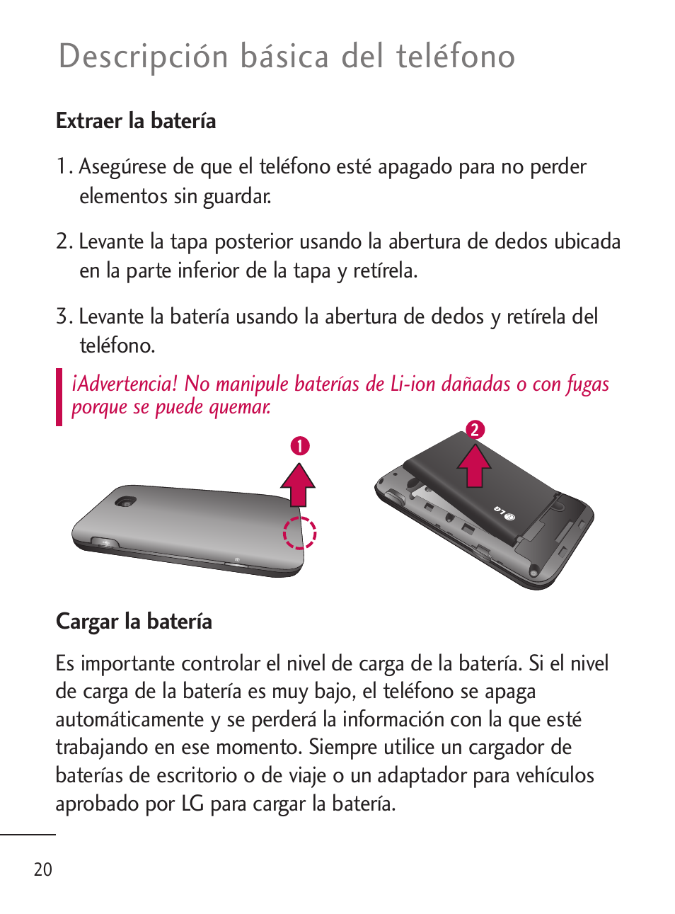 Descripción básica del teléfono | LG LGL45C User Manual | Page 278 / 546