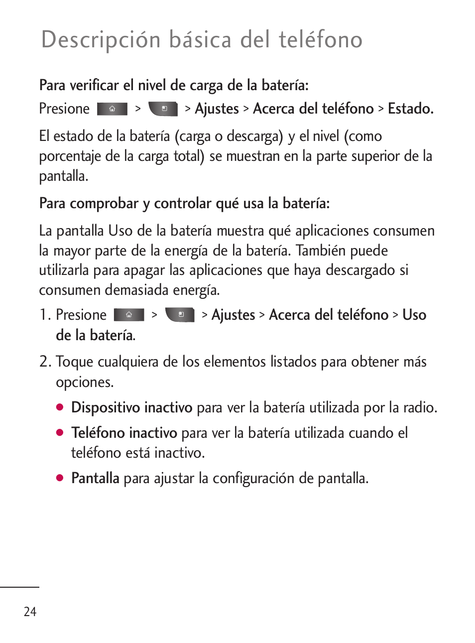 Descripción básica del teléfono | LG LGL45C User Manual | Page 282 / 546