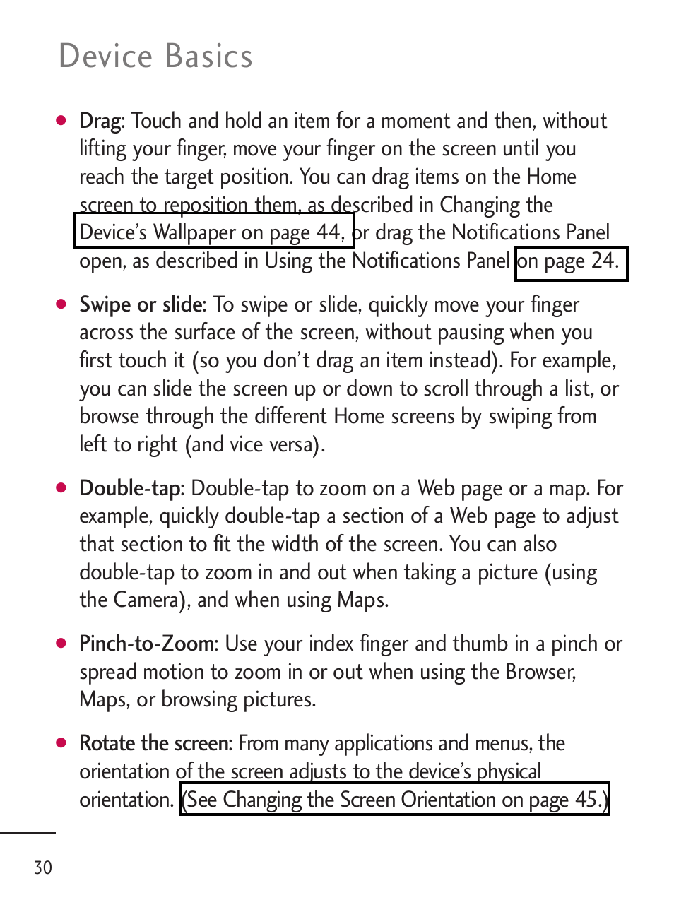 Device basics | LG LGL45C User Manual | Page 32 / 546