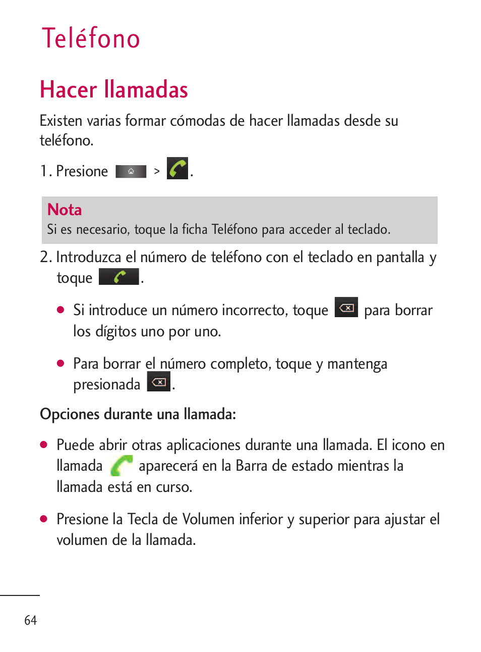 Teléfono, Hacer llamadas | LG LGL45C User Manual | Page 322 / 546