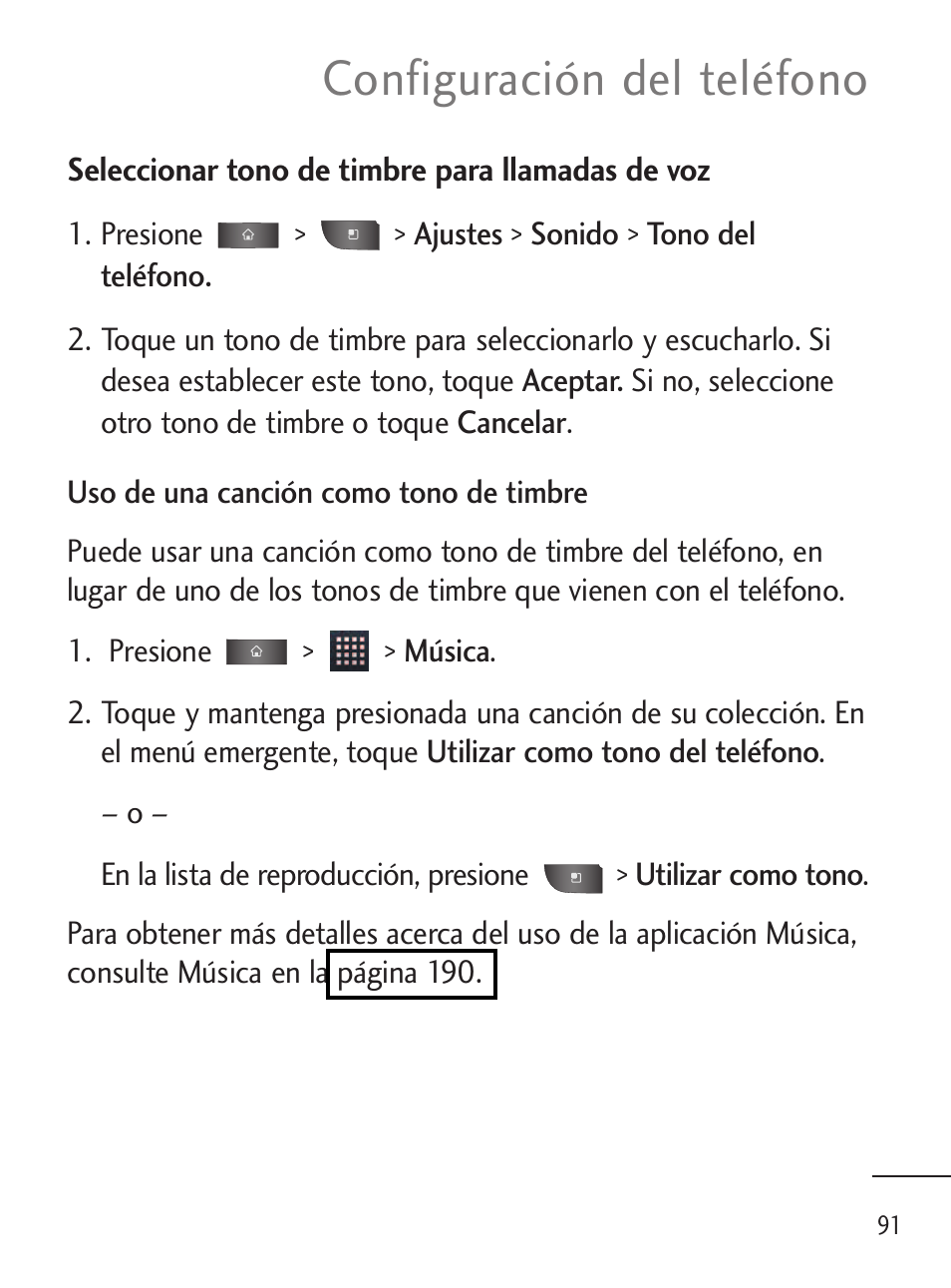 Configuración del teléfono | LG LGL45C User Manual | Page 349 / 546