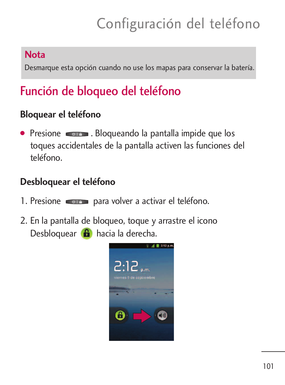 Configuración del teléfono, Función de bloqueo del teléfono | LG LGL45C User Manual | Page 359 / 546