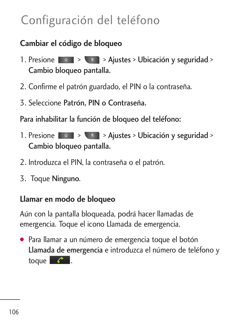 Configuración del teléfono | LG LGL45C User Manual | Page 364 / 546