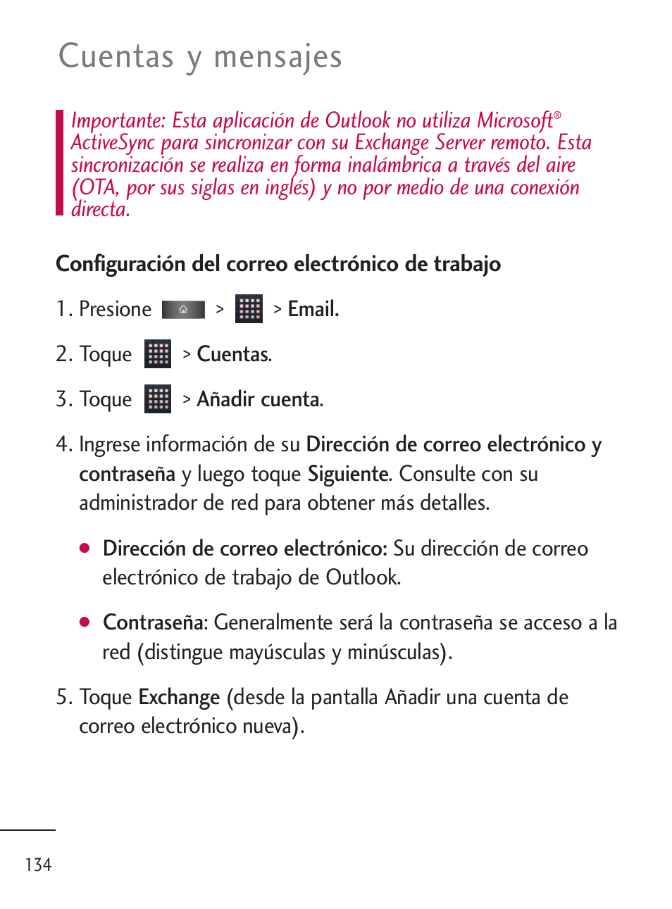 Cuentas y mensajes | LG LGL45C User Manual | Page 392 / 546