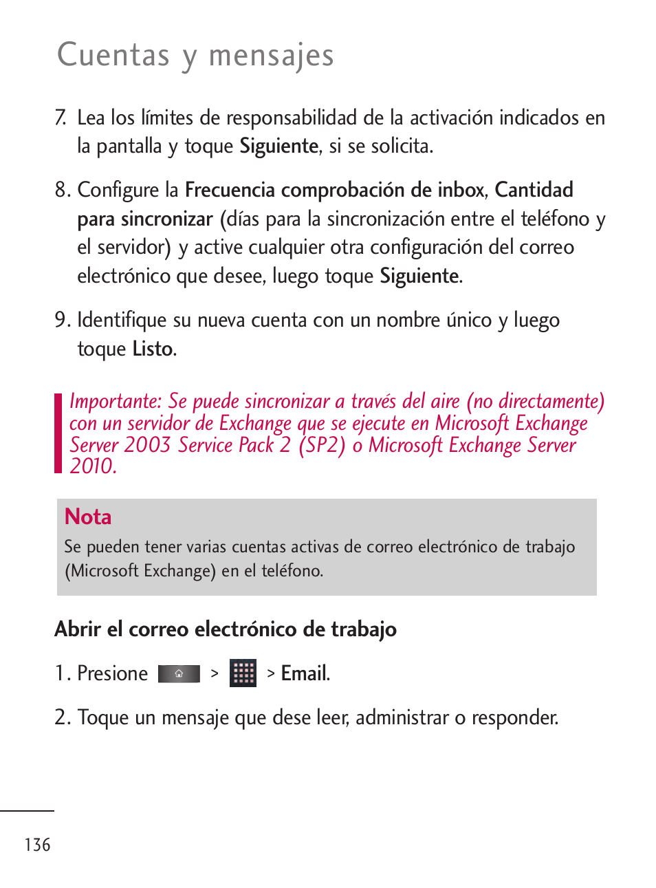 Cuentas y mensajes | LG LGL45C User Manual | Page 394 / 546