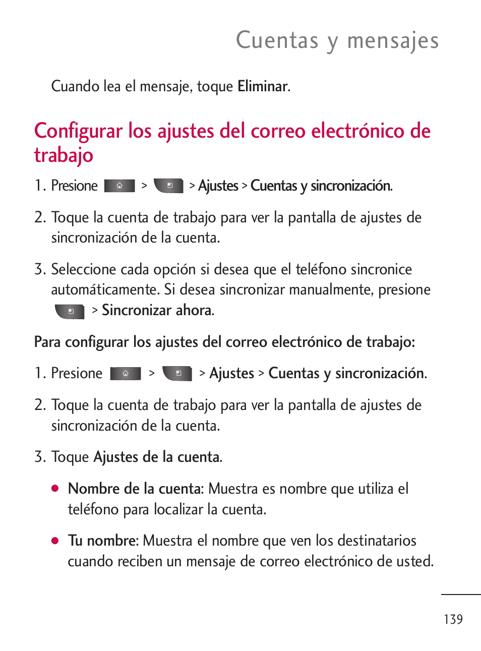 Cuentas y mensajes | LG LGL45C User Manual | Page 397 / 546