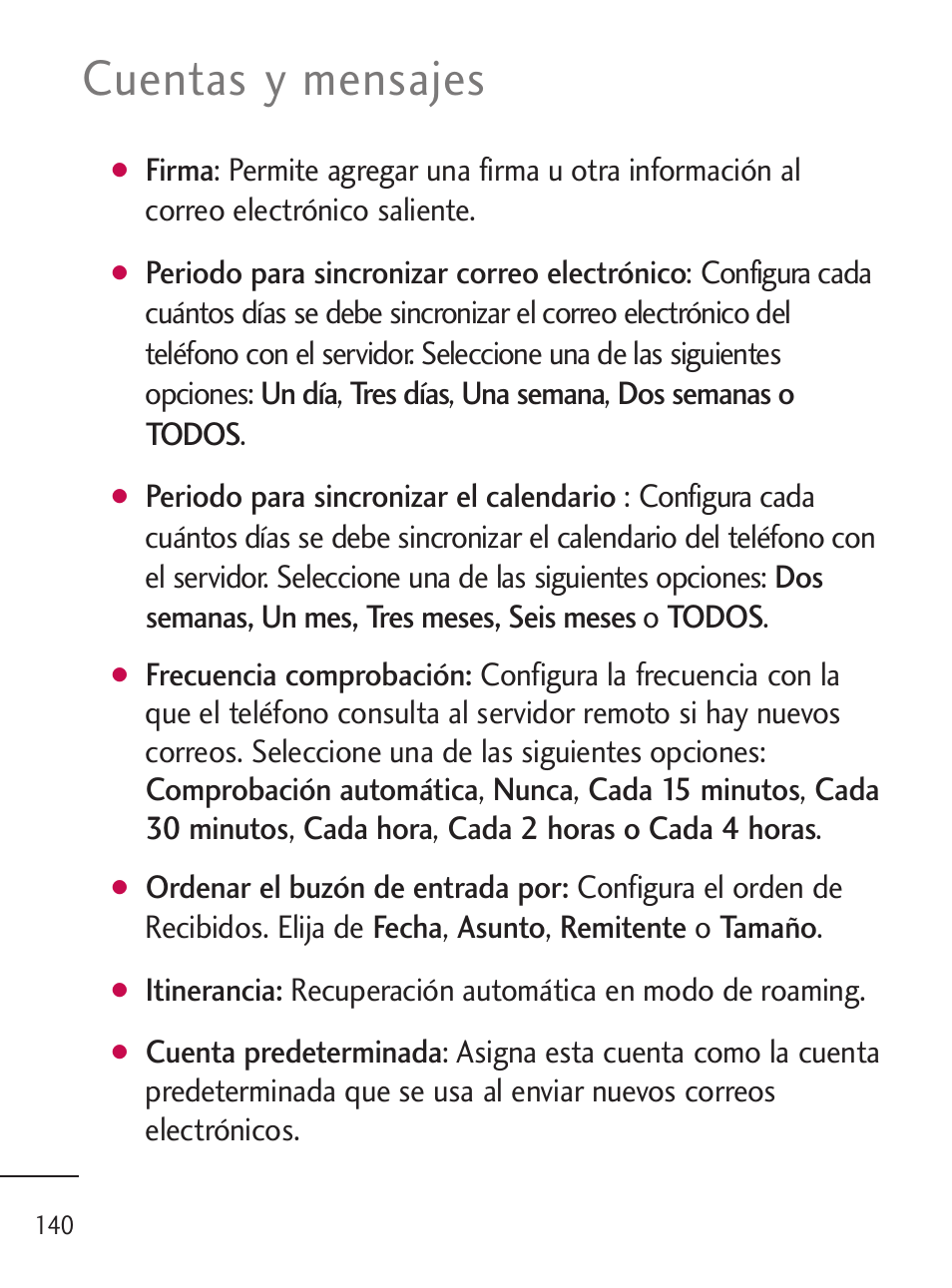 Cuentas y mensajes | LG LGL45C User Manual | Page 398 / 546