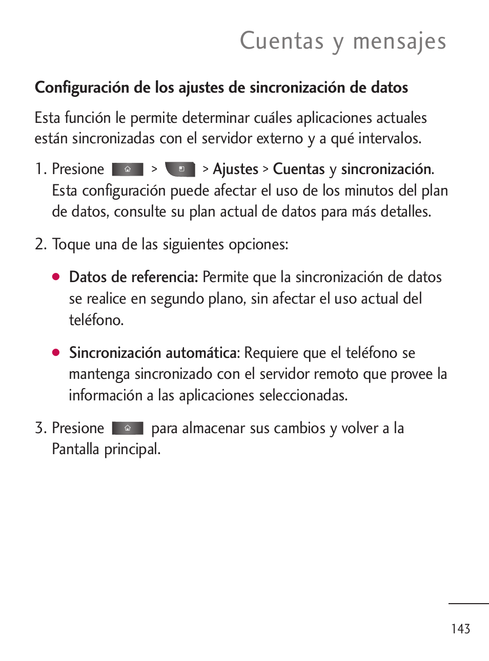 Cuentas y mensajes | LG LGL45C User Manual | Page 401 / 546