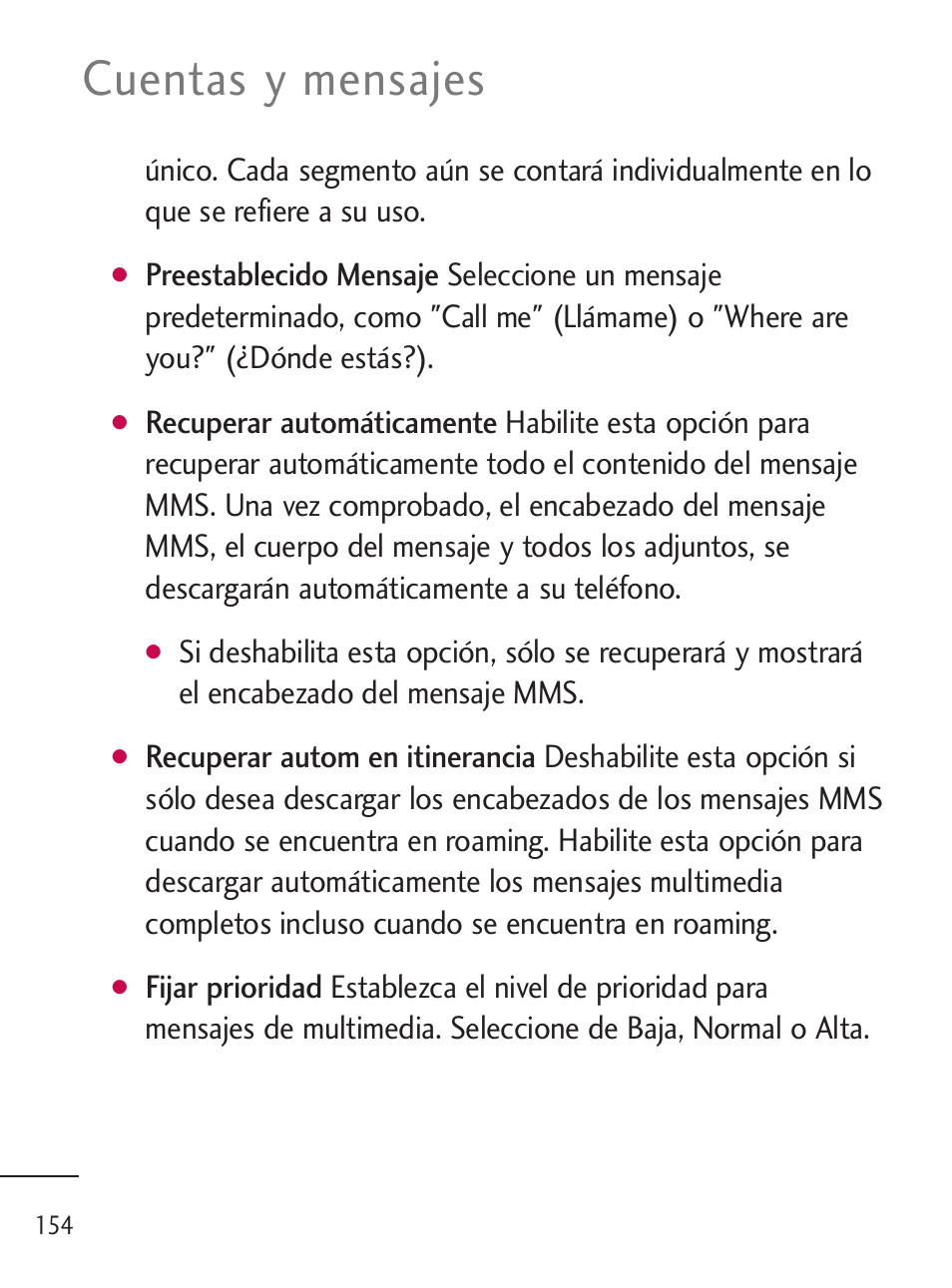 Cuentas y mensajes | LG LGL45C User Manual | Page 412 / 546