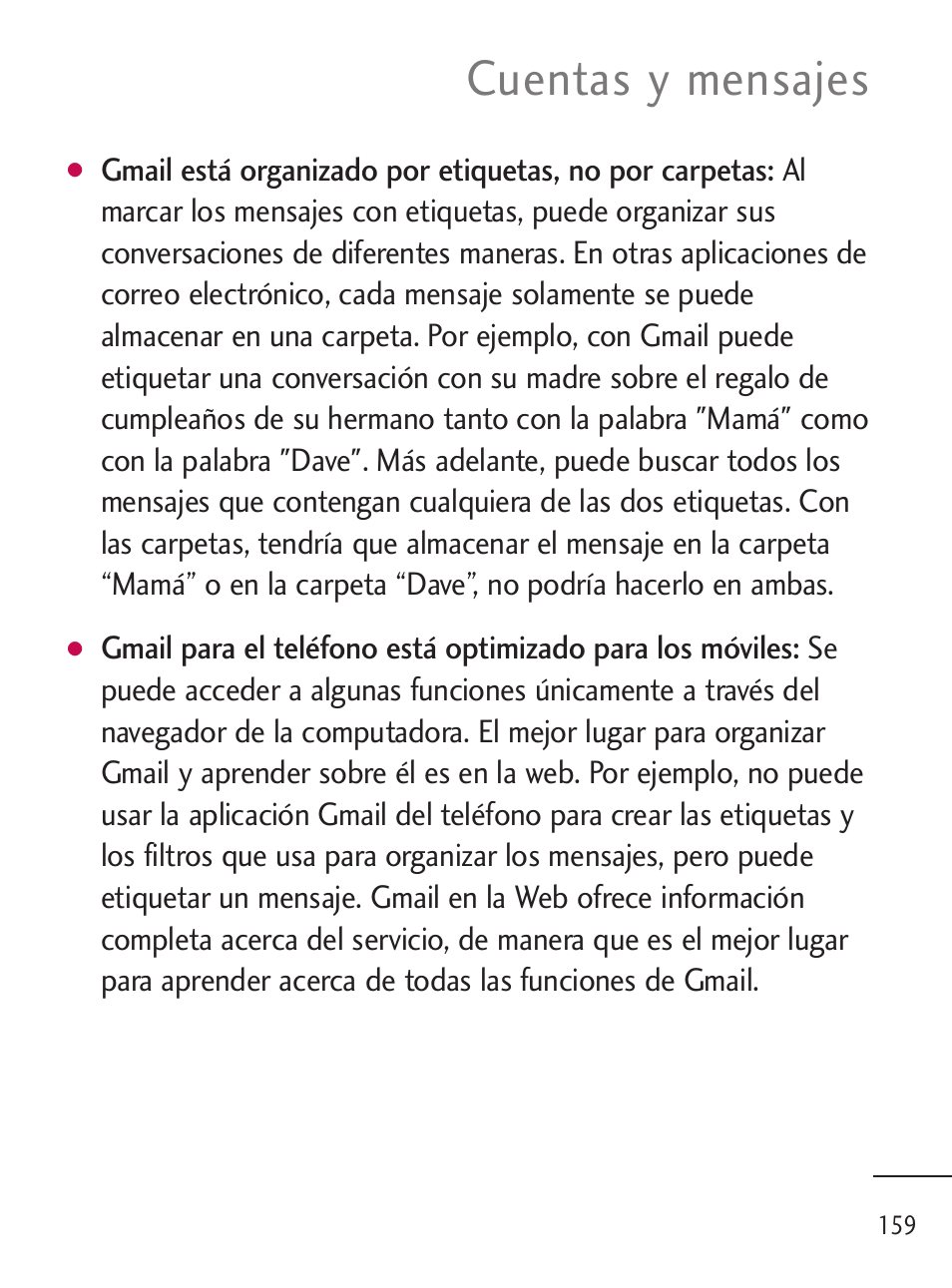 Cuentas y mensajes | LG LGL45C User Manual | Page 417 / 546